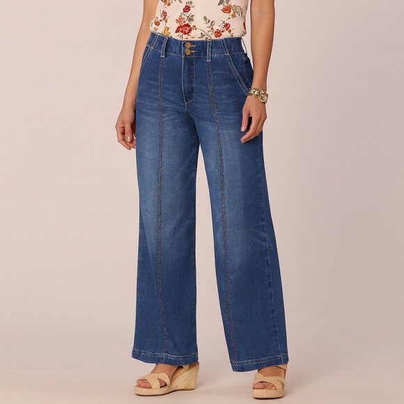 Democracy Skyrise Ab Solution Wide Leg High Rise Jeans Center Front Seam Sz 14 - Picture 10 of 10